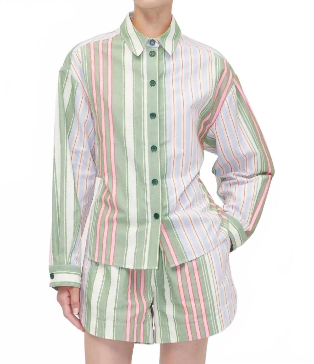 NEW STINE GOYA boyfriend shirt in forest stripe
